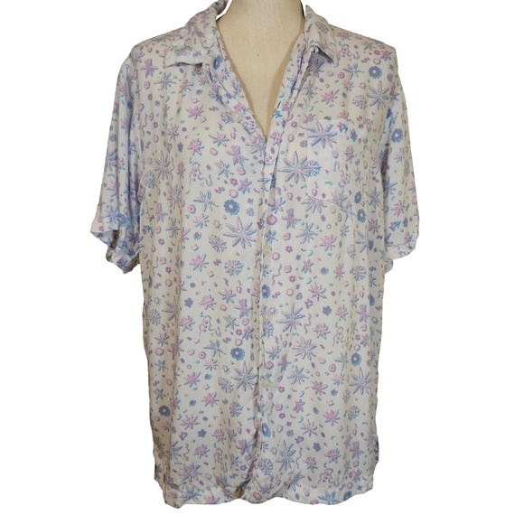 Rowdy Gentlmen Hawaiian Shirt, Blue/Pink Starfish Design,Large - Picture 3 of 11